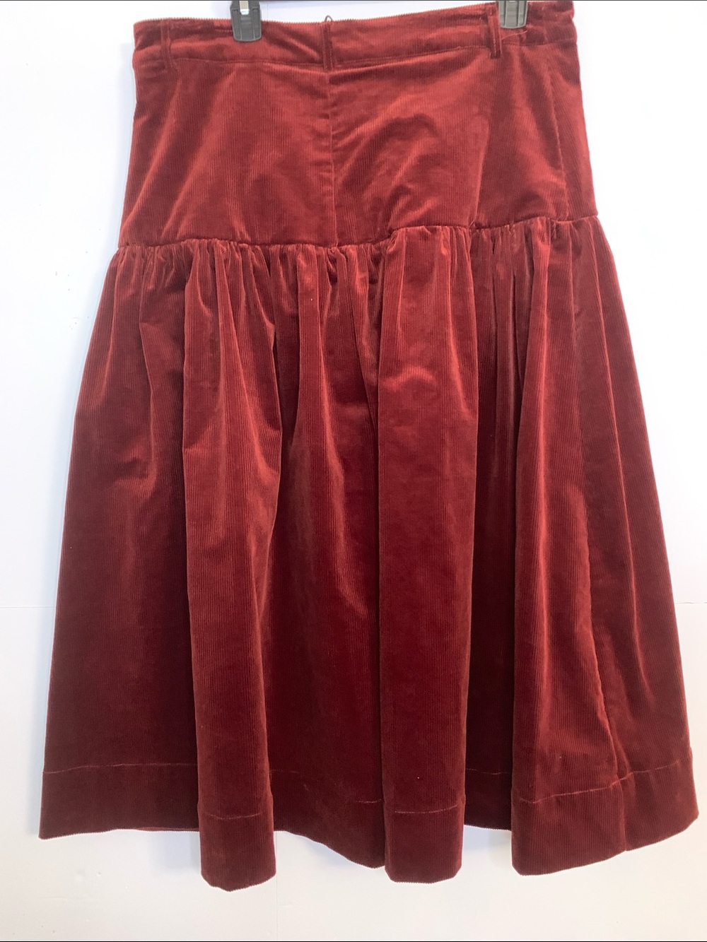 NWT A Loves A Vine Red Corduroy Tiered Midi Bohemian Skirt Size L - Picture 2 of 10